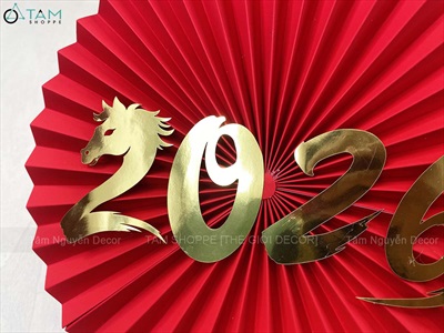 Set 06 quạt giấy Đỏ nhung xịn dán chữ Decor Tết Bính Ngọ 2026 [Nhiều kiểu - Cao cấp] QUAT-07